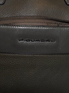 Piquadro Leather Laptop Briefcase Green Crossbody Work Bag